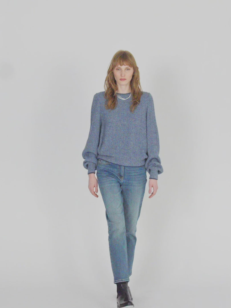Damen Rundhals Langarmpullover