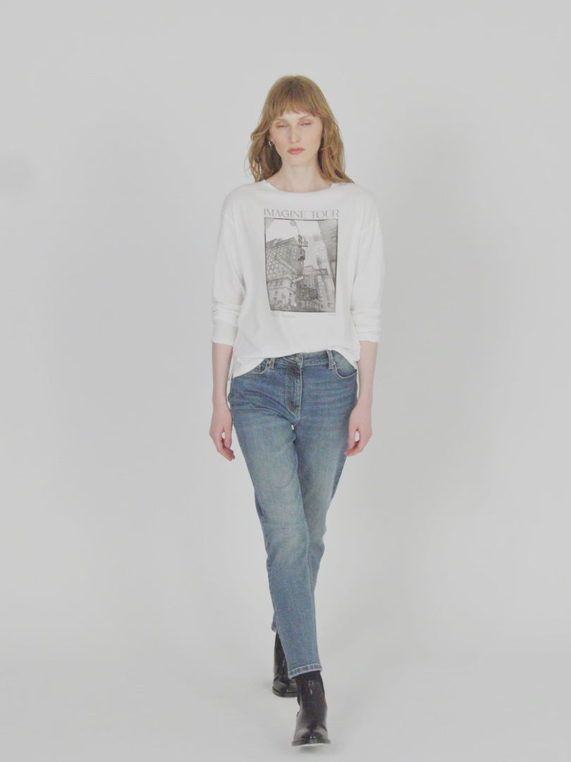 Langärmliges Damen-T-Shirt mit Frontprint