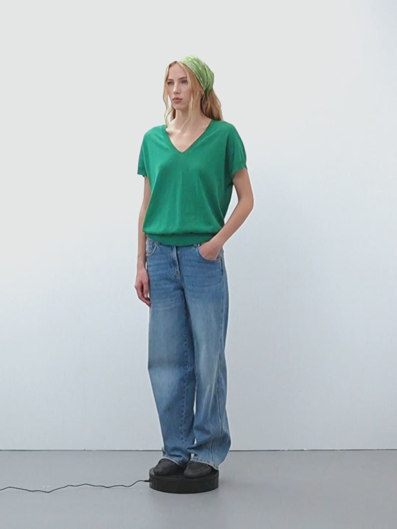 Jersey de mujer cuello pico manga corta