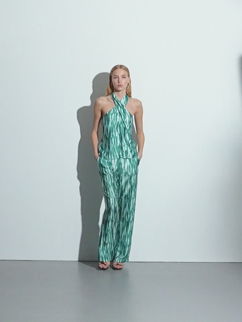 Top de mujer estampado cuello halter