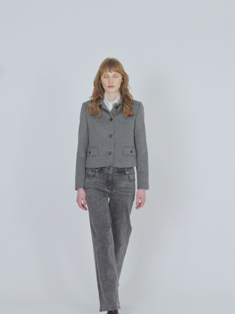 Short women's lined cloth jacket
