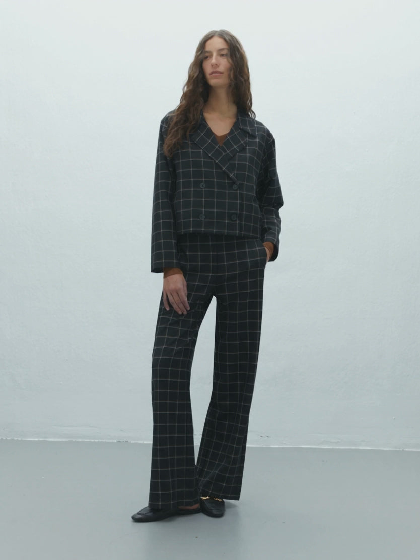 Pantalón ancho de mujer estampado cuadros