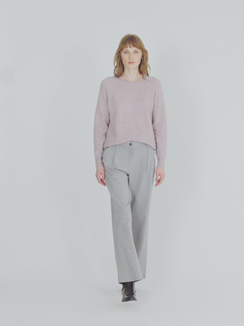 Pantalón ancho de mujer de punto con pinzas