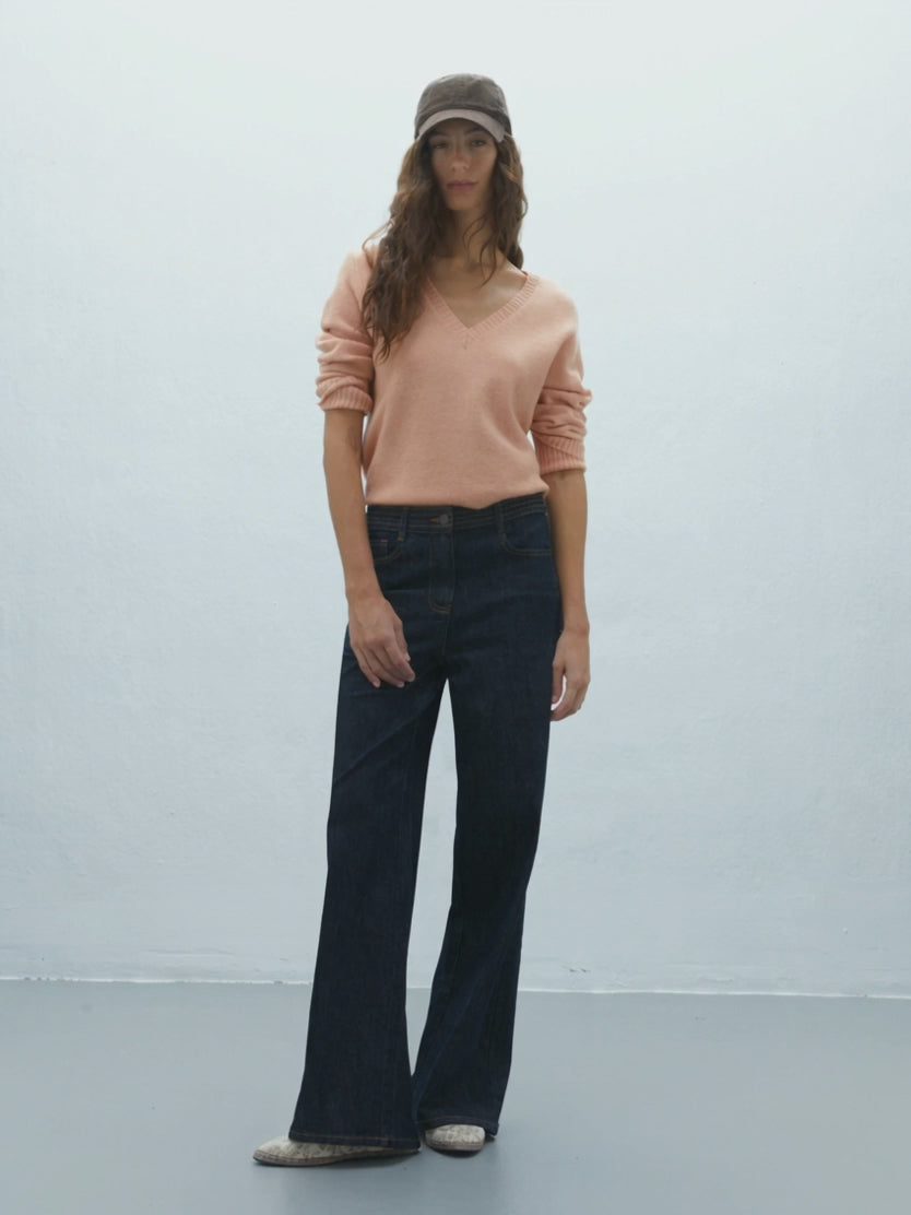 Jersey de mujer básico cuello pico