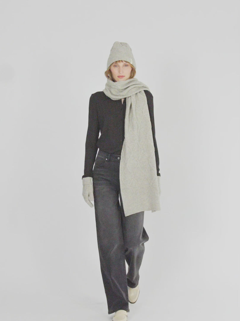 Damen Strickhandschuhe mit Flechtstruktur