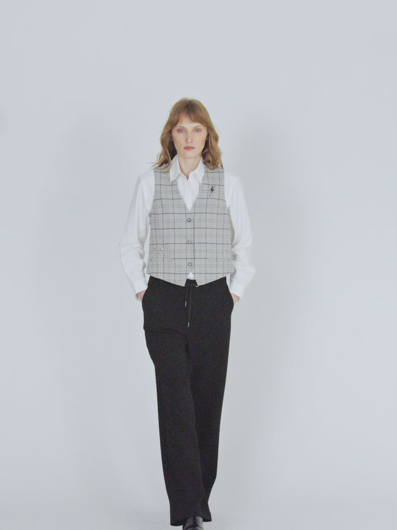 Pantalón ancho de mujer tiro alto cintura elástica