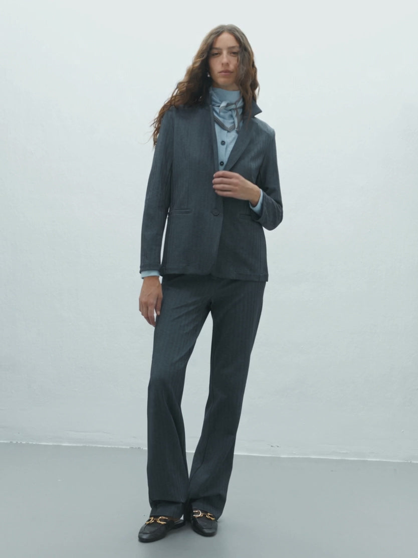 Pantalón recto de mujer de punto cintura elástica