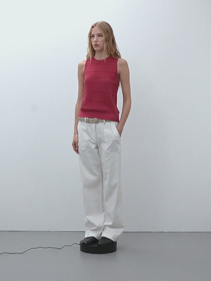 Jersey de mujer calado sin mangas escote redondo