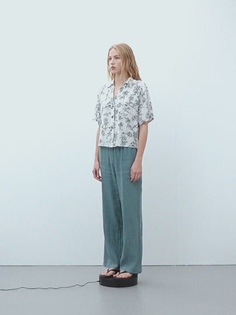 Camisa de mujer estampada manga corta