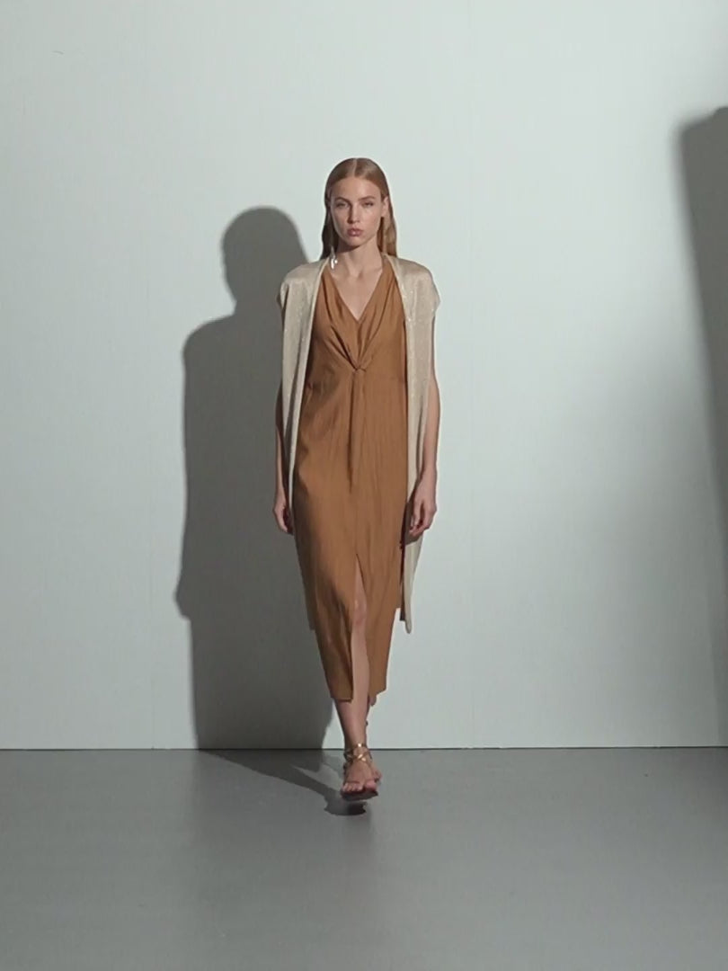 Chaleco largo de mujer en punto