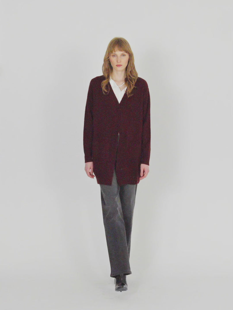 Cardigan de mujer largo con botón y bolsillos