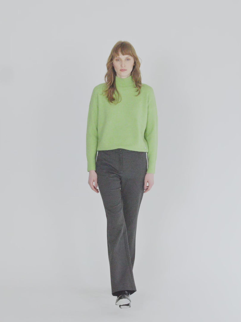 Schlaghose aus glattem Strick mit hoher Taille für Damen