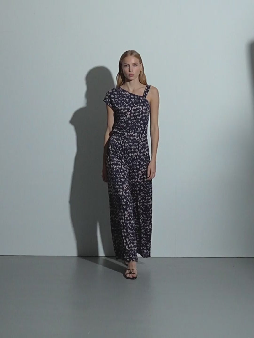 Camiseta de mujer asimétrica estampada