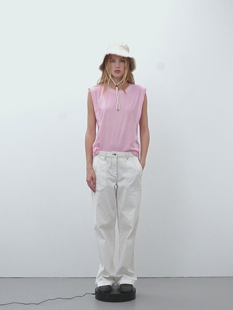 Camiseta de mujer sin mangas cuello redondo