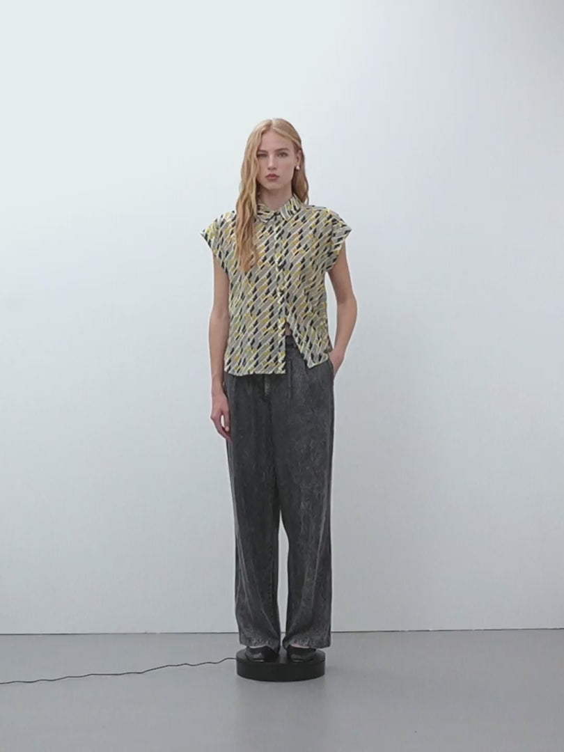 Camisa de mujer estampada manga corta