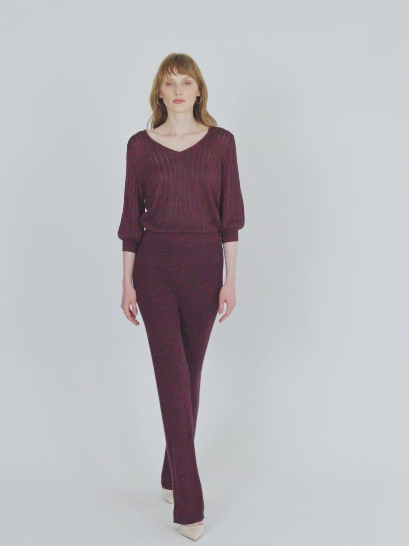Jersey de mujer escote pico manga francesa