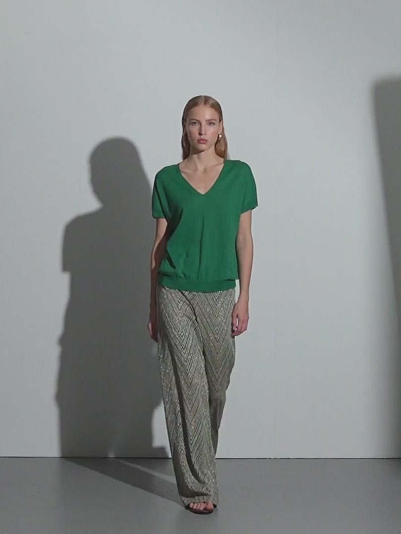 Pantalón de mujer punto estampado fantasía