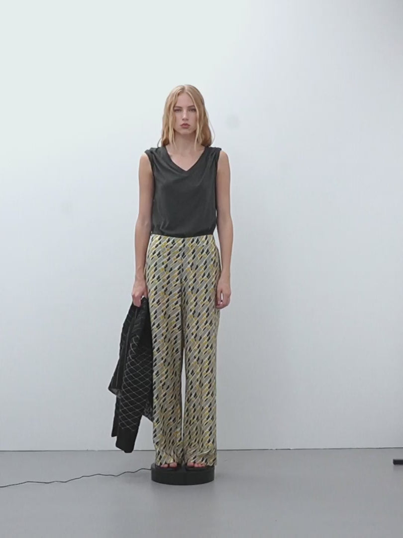 Pantalón de mujer ancho estampado cintura elástica