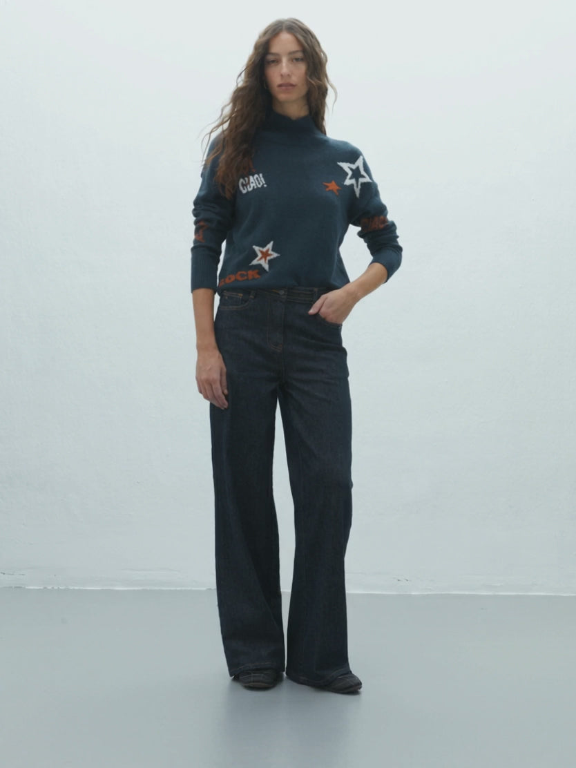 Jersey de mujer cuello perkins distintos motivos estampados