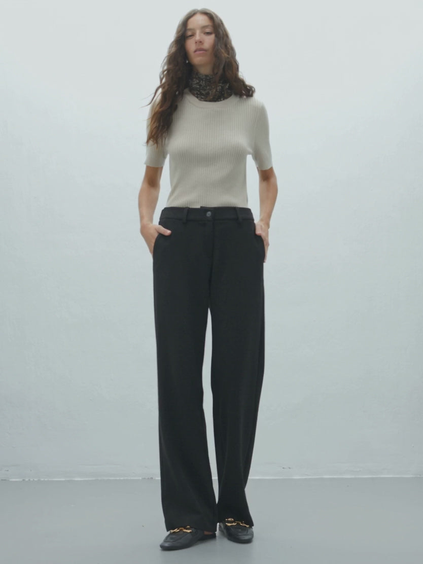 Pantalón recto de mujer cintura elástica