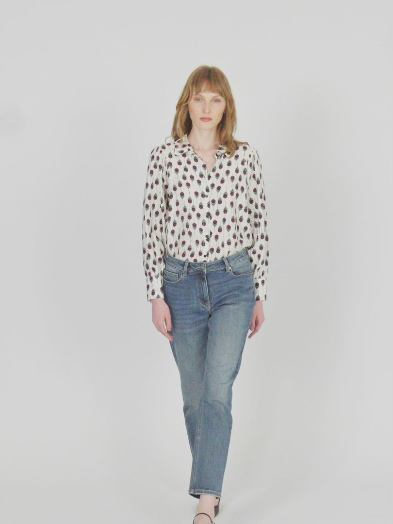 Camisa de mujer estampada de manga larga
